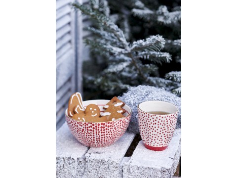 Puodelis Dot red with gold