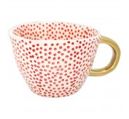 Puodelis Dot red with gold