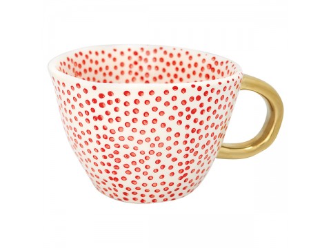 Puodelis Dot red with gold